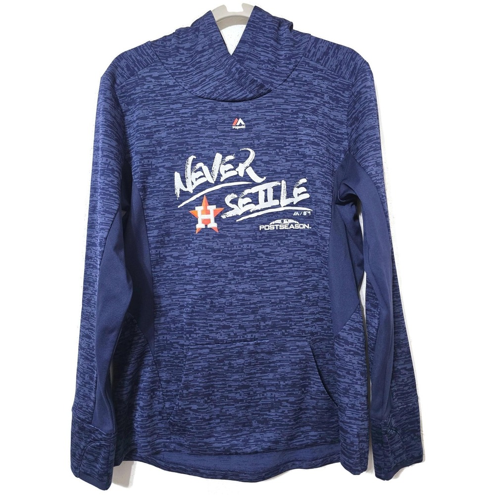 Houston Astros Hoodie Sweatshirt Mens‎ Large Blue MLB Majestic Postseason Never